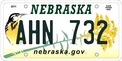 NE license plate AHN732
