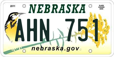 NE license plate AHN751