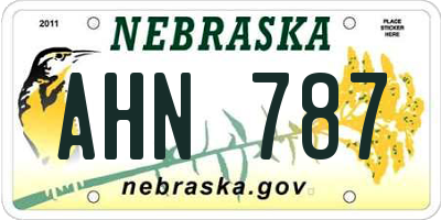 NE license plate AHN787