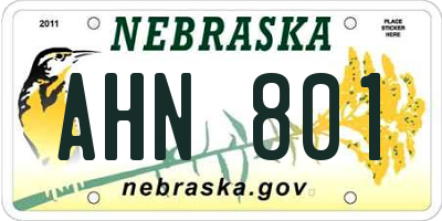 NE license plate AHN801