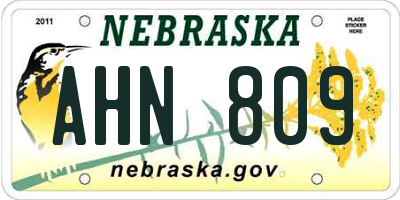NE license plate AHN809