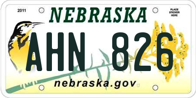 NE license plate AHN826