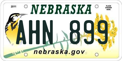 NE license plate AHN899