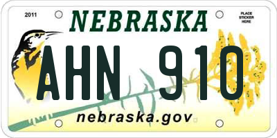 NE license plate AHN910
