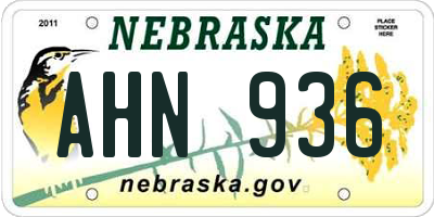 NE license plate AHN936