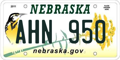 NE license plate AHN950