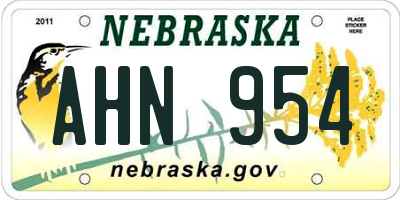 NE license plate AHN954