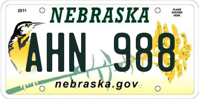 NE license plate AHN988