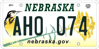 NE license plate AHO074