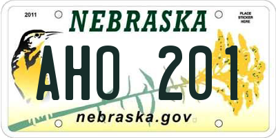 NE license plate AHO201
