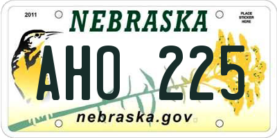 NE license plate AHO225