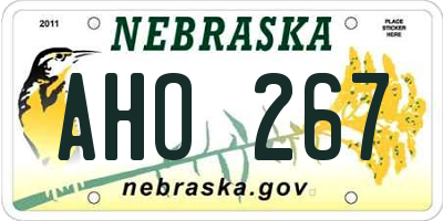 NE license plate AHO267