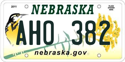 NE license plate AHO382