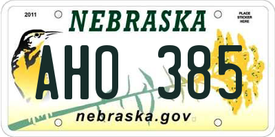 NE license plate AHO385