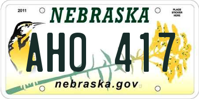 NE license plate AHO417