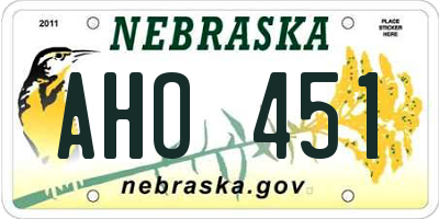 NE license plate AHO451
