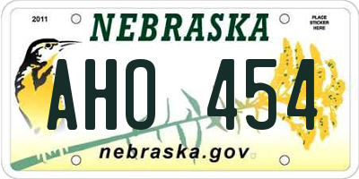NE license plate AHO454
