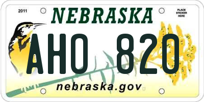 NE license plate AHO820
