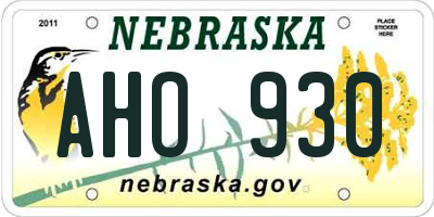NE license plate AHO930
