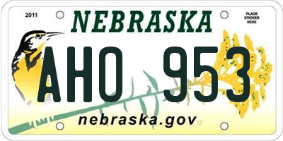 NE license plate AHO953