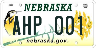 NE license plate AHP001