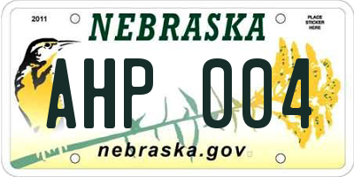 NE license plate AHP004