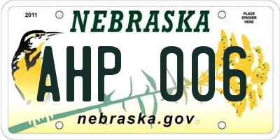 NE license plate AHP006