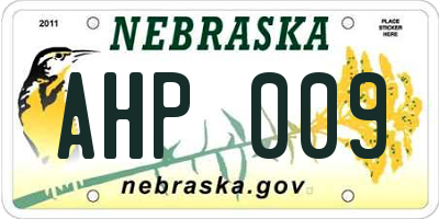 NE license plate AHP009