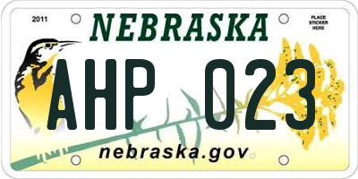 NE license plate AHP023