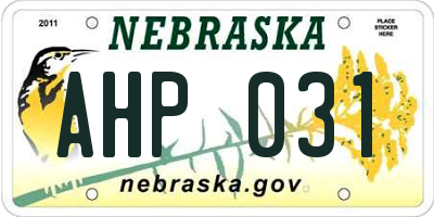 NE license plate AHP031