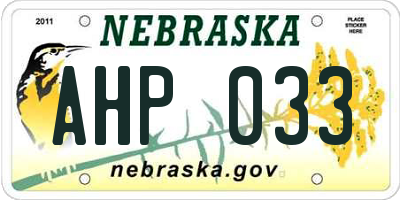 NE license plate AHP033