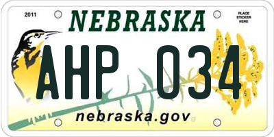NE license plate AHP034
