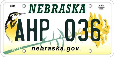 NE license plate AHP036