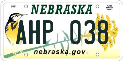 NE license plate AHP038