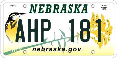 NE license plate AHP181
