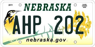 NE license plate AHP202