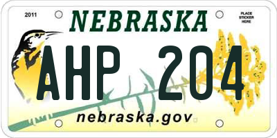 NE license plate AHP204