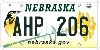 NE license plate AHP206