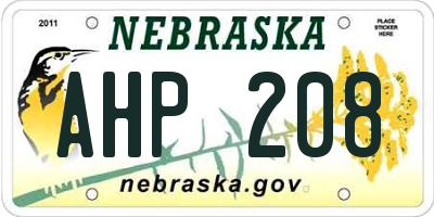 NE license plate AHP208