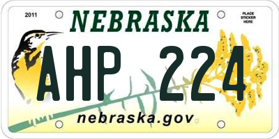 NE license plate AHP224