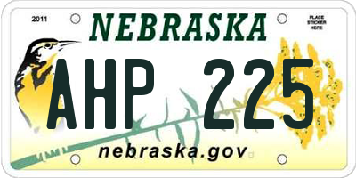 NE license plate AHP225