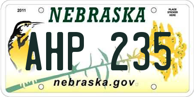 NE license plate AHP235