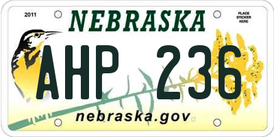 NE license plate AHP236