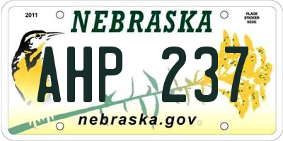 NE license plate AHP237
