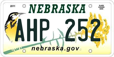 NE license plate AHP252
