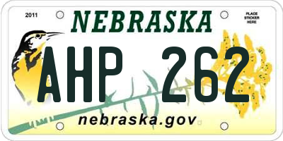 NE license plate AHP262