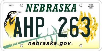 NE license plate AHP263
