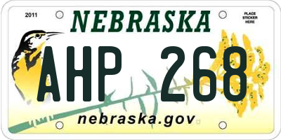 NE license plate AHP268