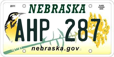 NE license plate AHP287
