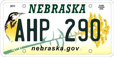 NE license plate AHP290